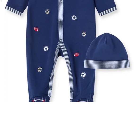 Little Me Sports Embroidery Footie & Hat New - Picture 7 of 9